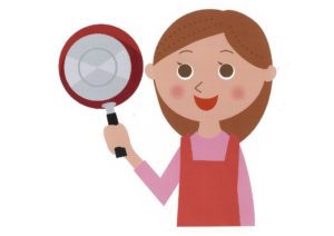 フライパンを持つ主婦のサムネイル